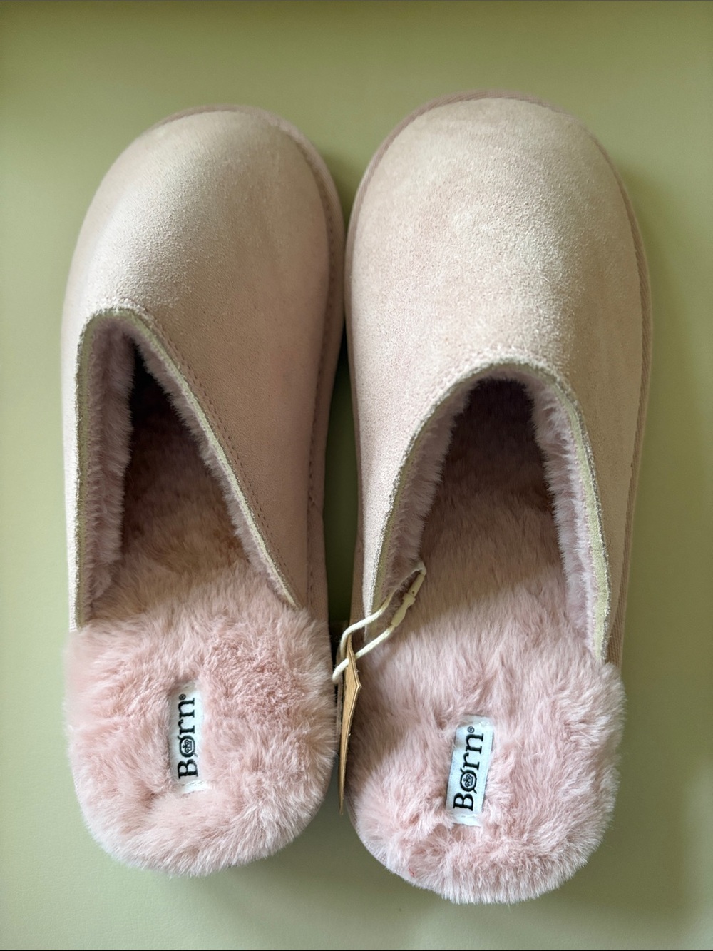 Born Blush Pink Faux Suede Plush-Lined Slip-On Clogs